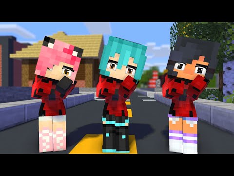 heart lady bug yay arigato aphmau, miku and kc - minecraft animation #shorts