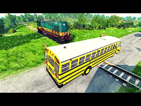 Train Accidents Truck Rescue Bus Cars - Bus vs Train Rails #4 BeamNG Drive