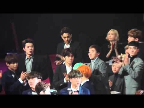160114 EXO BTS reaction to rookie awards (SEVENTEEN , GFRIEND , IKON)