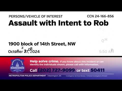 Person/Vehicle of Interest in AWIR, 1900 b/o 14th St, NW, on October 27, 2024