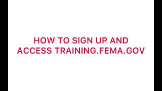 TRAINING FEMA GOV TUTORIAL