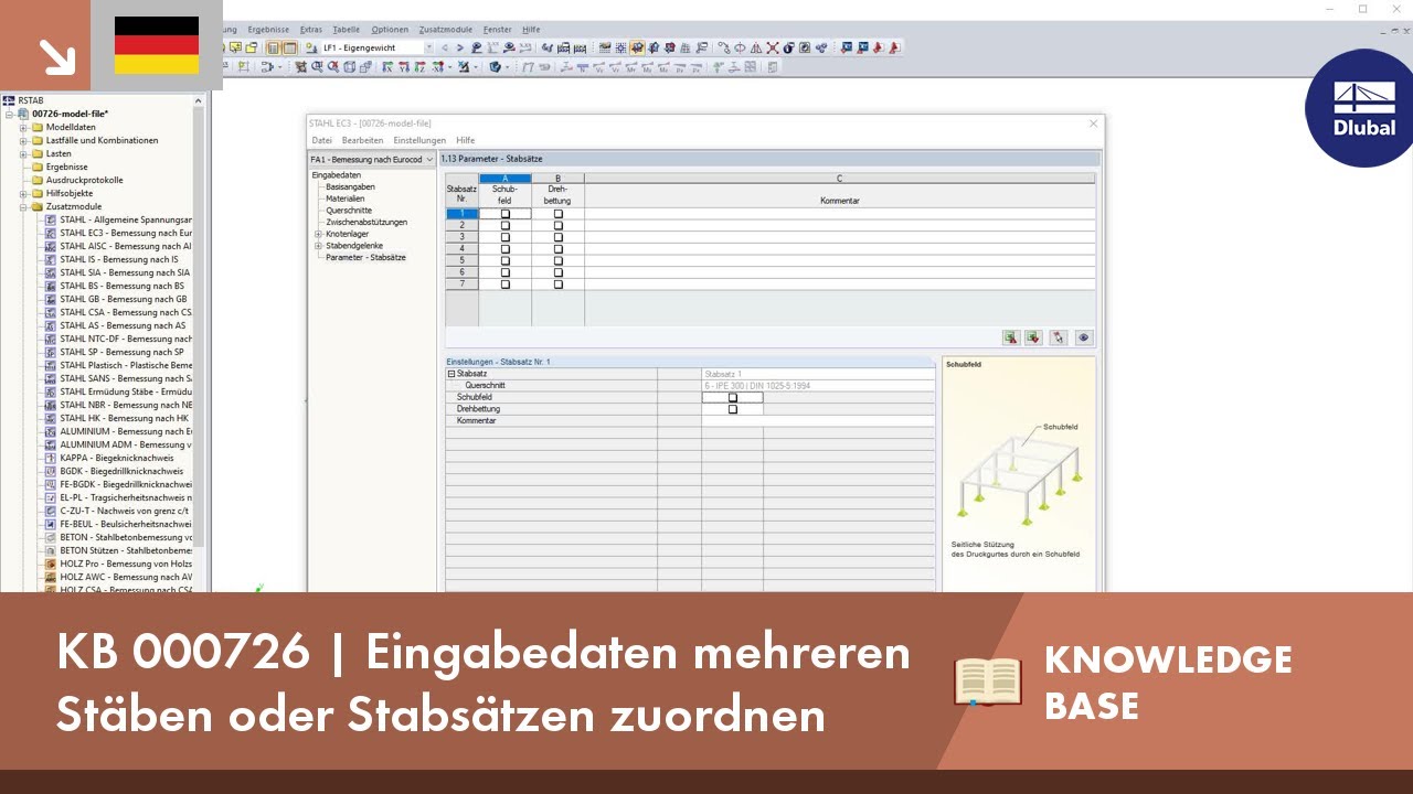 KB 000726 | Eingabedaten mehreren Stäben oder Stabsätzen zuordnen