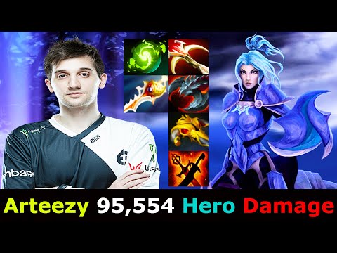 Arteezy 95K Hero Damage as Carry Luna Rampage - New Patch GG DotA