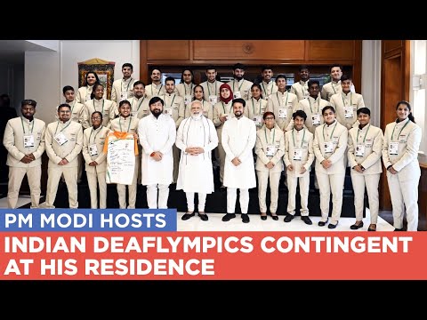 PM Modi hosts Indian Deaflympics contingent at his residence