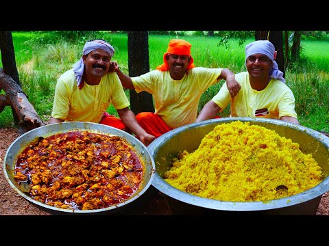 BASANTI POLAO & Kosha Chicken Curry Prepared for Tribe village people in Village Cooking Style