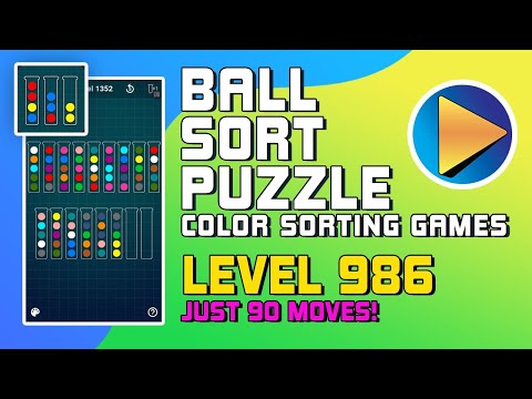 Ball Sort Puzzle - Color Sorting Games Level 986 Walkthrough [90 Moves!] - YouTube