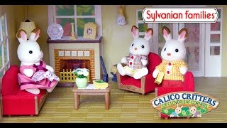 Sylvanian Families Calico Critter Luxury Lounge Room Set Unboxing and Play Rabbit Family - Kids Toys