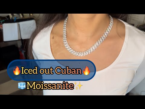 Iced (Moissanite) 12mm Miami Cuban Link Prong Chain Necklace. -Harlem Bling #moissanite #cubanlink