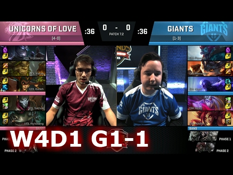 Unicorns of Love vs GIANTS | Game 1 S7 EU LCS Spring 2017 Week 4 Day 1 | UOL vs GIA G1 W4D1
