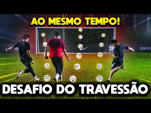 DESAFIO DO TRAVESSÃO TRIPLO "CHUTANDO AO MESMO TEMPO" #2 - DESAFIOS DE FUTEBOL