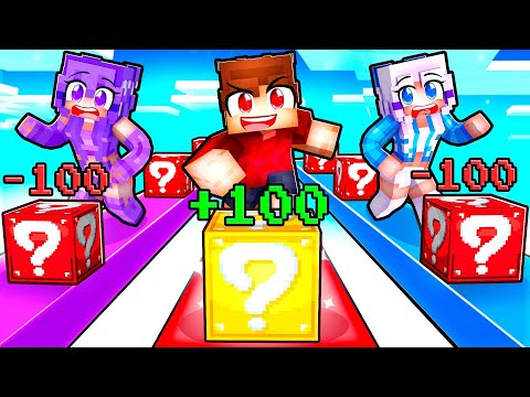 Cheating With +100 LUCKY BLOCKS in a LUCKY BLOCK RACE With MY CRAZY FAN GIRLS...