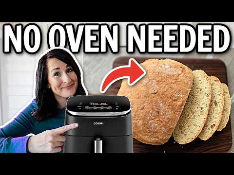 FAST & EASY No-Knead Peasant Bread in the AIR FRYER!?!? FUN Air Fryer Recipes!