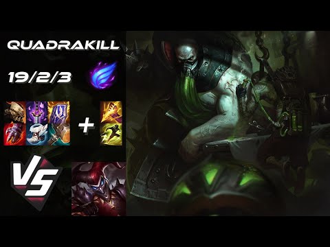 JUNGLE Urgot vs Shaco [QUADRAKILL] - NA Grandmaster Patch 25.S2.1