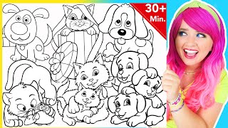 Coloring Cats & Dogs Cute Pets Coloring Pages | 30+ Minutes Cute Animals Coloring Videos