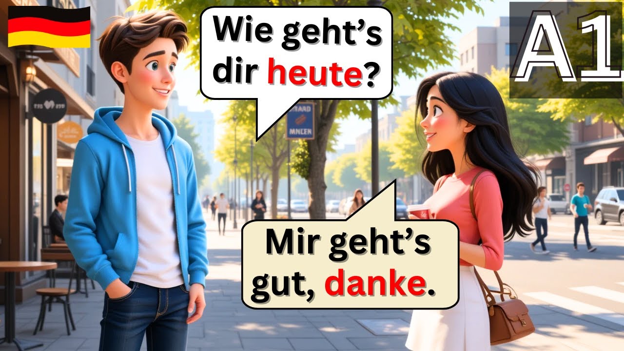 Learn German: SIMPLE A1 German conversations (with subtitles)