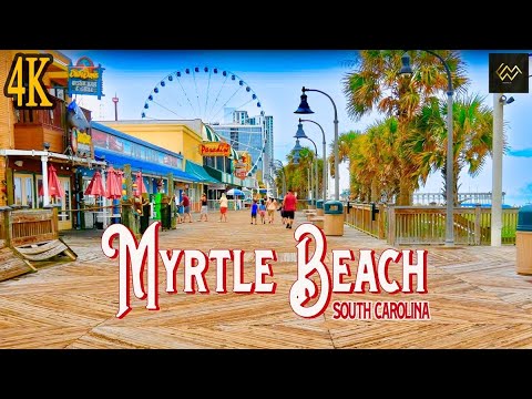 Myrtle Beach South Carolina Boardwalk & Ocean Blvd [4K]