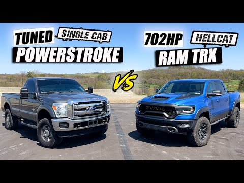 TUNED 6.7 Powerstroke vs 700hp RAM TRX HELLCAT - FROM A DIG!