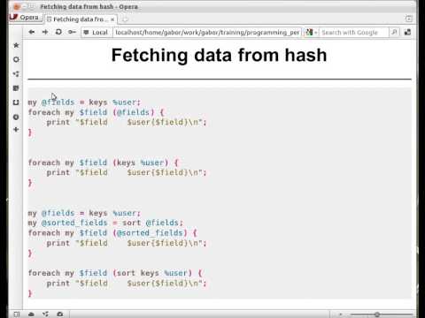 Beginner Perl Maven tutorial: 7.5 - fetching data from hash
