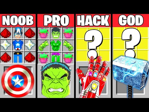 Minecraft Battle: SUPERHERO MOD MODS CRAFTING CHALLENGE NOOB vs PRO vs HACKER vs GOD Funny Animation