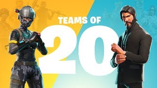 Nuevo modo de Fortnite Battle Royale con equipos de 20 jugadores
