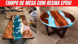 TAMPO DE MESA COM RESINA EPÓXI - Incríveis Designers MESA de MADEIRA Com RESINA EPOXI