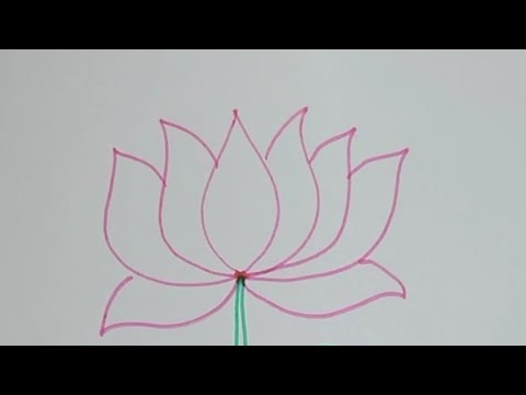 Lotus flower with leaf drawing/Easy drawing for kids.