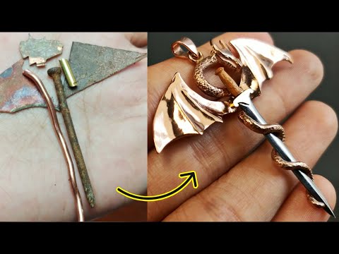 jewelry making from waste materials - DIY dragon sword pendant
