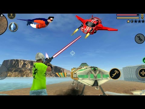 Vegas Crime Simulator (Vegas Super Hero vs flying car robot fight) Kill All car robot - Gameplay HD