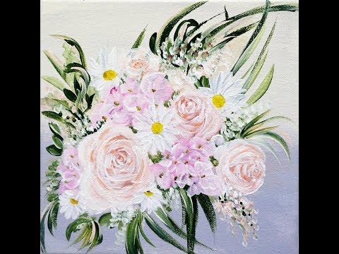 Acrylic Painting/Flowers/Acrylmalerei/Blumen /Frühlingsgrüsse-Demo18/V219