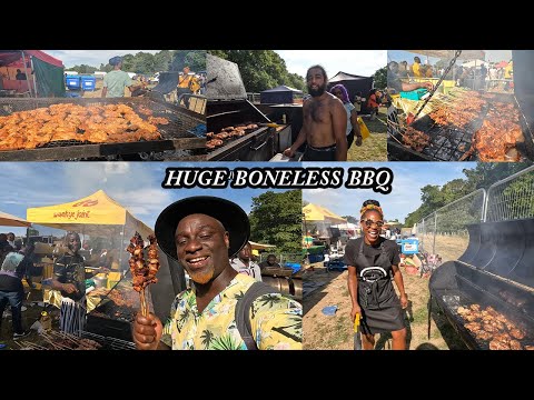 HUGE BONELESS BBQ lineup at the Ghana party in the park LONDON !! BBQ, JERK CHICKEN SAUCE