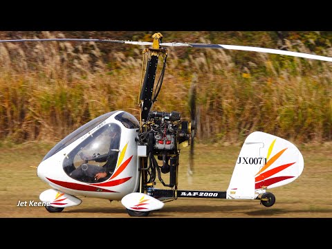 Rotary Air Force RAF-2000 GTX-SE Gyrocopter Takeoff, Flight & Landing