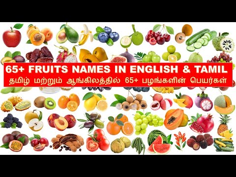 Fruits Name in English and Tamil with pictures | 65 பழங்களின்  பெயர்கள் | A to Z Names of fruits