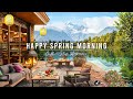 Springtime Lake & Happy Spring Jazz Music at Outdoor Coffee Shop Ambience for Relaxing, Study, Work