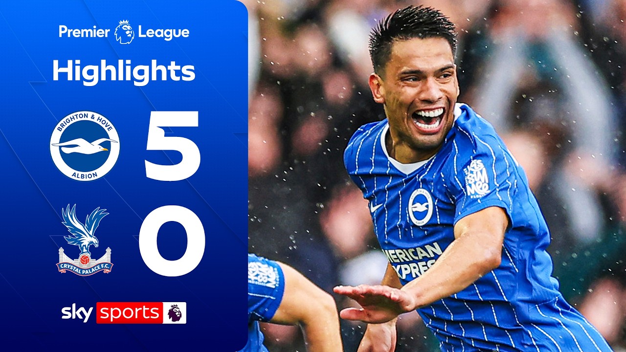 Gomez scores from HALFWAY LINE! 🤩 | Brighton 5-0 Crystal Palace | Premier League highlights