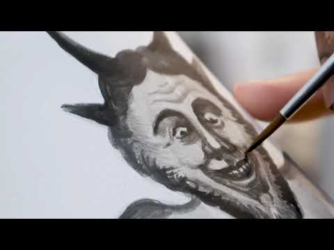 "Grotesque" hand-painted ceramic jug by Ruco & Base/34