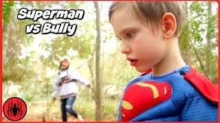 SUPERMAN VS BULLY Girls vs Boys Toys w Cleaning Lady's Dream in Real Life Hope & Noah Superhero Kids