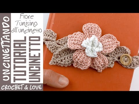 Tutorial 3 in 1 - Fiore e Foglia Facili con Uncinetto Tunisino (Sottotitoli in 4 lingue)