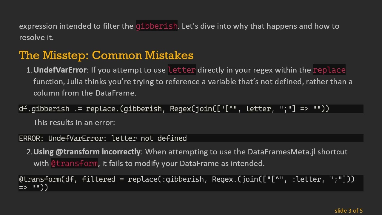 How to Replace Substrings in a DataFrame Column by Variable Pattern in Julia