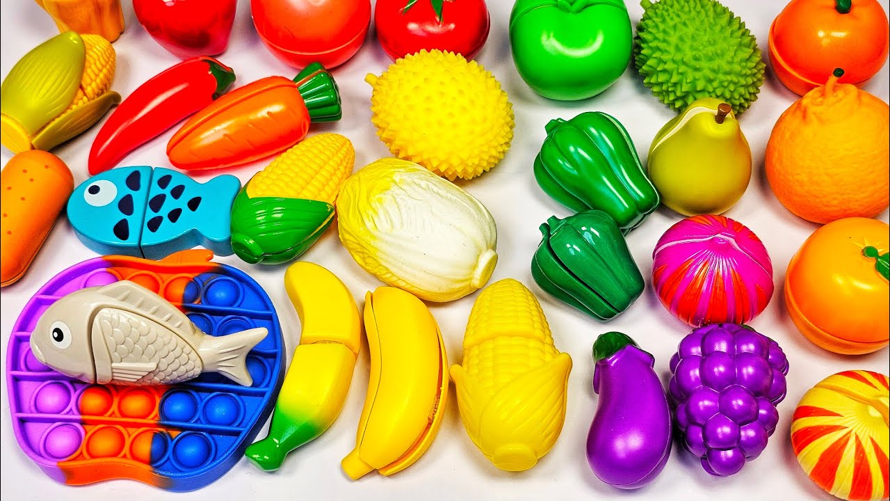 Satisfying Video | How to Cutting Fruits and Vegetables ASMR | CHILI TOMATO mixing Squishy Pop It