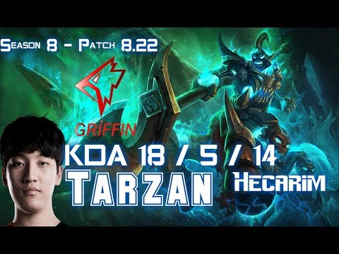 GRF Tarzan HECARIM vs NIDALEE Jungle - Patch 8.22 KR Ranked