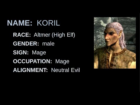 SKYRIM RPG – Koril the Spellslinger – Introduction