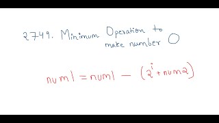 YouTube video 'Leetcode Weekly 351: 2749. Minimum Operations to Make the Integer Zero'