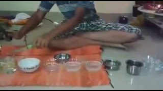 Boy playing Indian National Anthem on Water Bowls & Glasses...