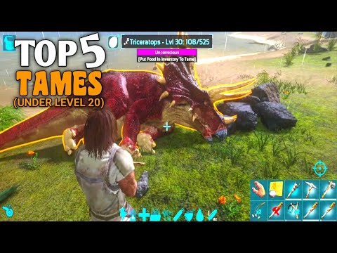 Ark Mobile Top 5 Tames Under Level 20 (With Their Ability) | Top 5 Beginner Tames | Fast Taming