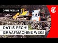 Bruggetje bezwijkt onder enorme graafmachine