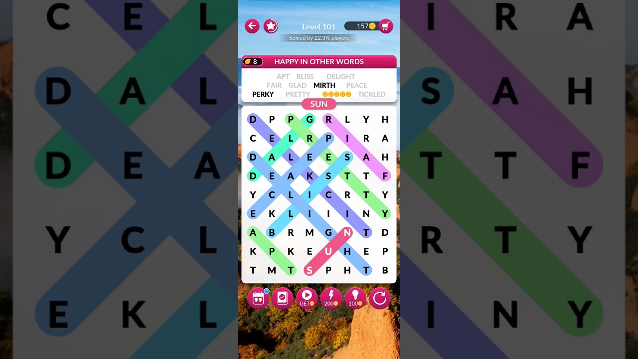 Wordsearch explore Level 101 Happy other word Answer#mobilegame #mindset #wordquest #learningwords