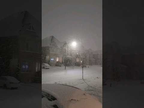 heavy snow storm in Brampton, Ontario, Canada