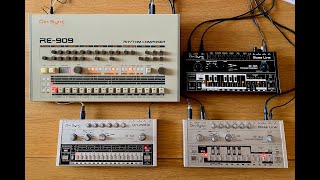 Video thumbnail for The RE Collection , Live video of my DIY RE-909 RE-606 and 2x RE-303 by Danny Dominium (Dominium)