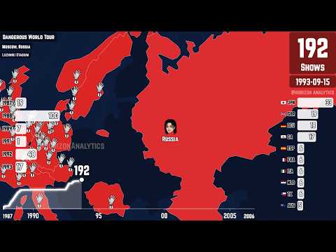 Every Michael Jackson (Solo) performance, Mapped (1987-2006)