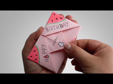 DIY Paper SURPRISE MESSAGE CARD | Pull-Tab Origami Envelope | Birthday Card | Greeting Card